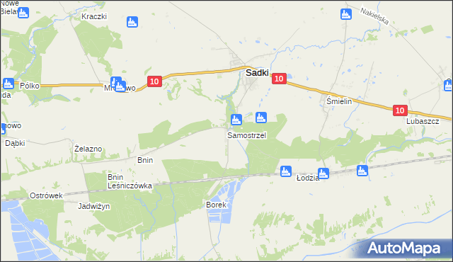 mapa Samostrzel gmina Sadki, Samostrzel gmina Sadki na mapie Targeo