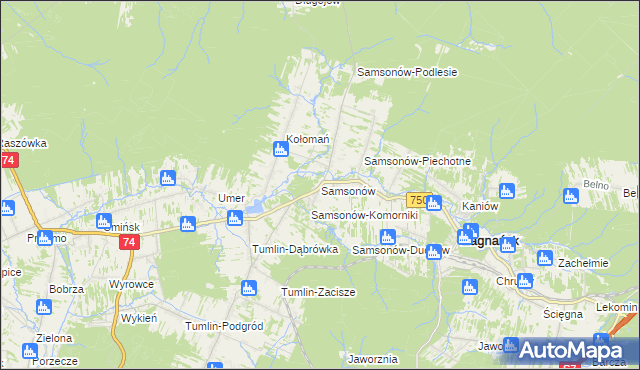 mapa Samsonów, Samsonów na mapie Targeo