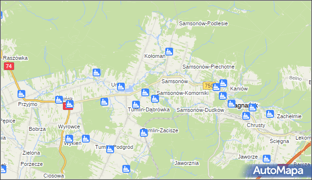 mapa Samsonów-Komorniki, Samsonów-Komorniki na mapie Targeo