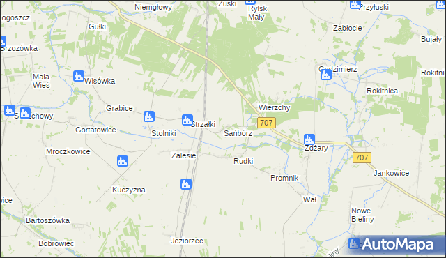 mapa Sańbórz, Sańbórz na mapie Targeo