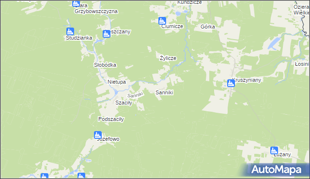 mapa Sanniki gmina Krynki, Sanniki gmina Krynki na mapie Targeo