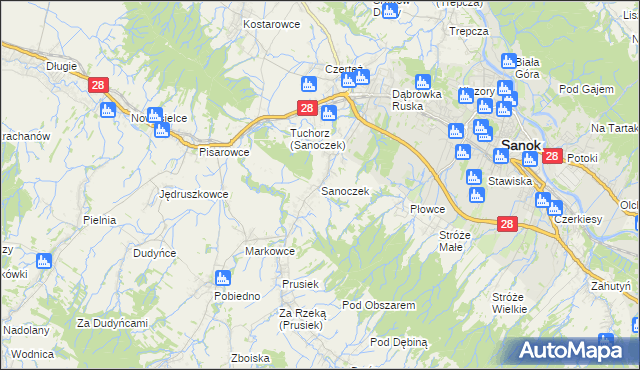 mapa Sanoczek, Sanoczek na mapie Targeo