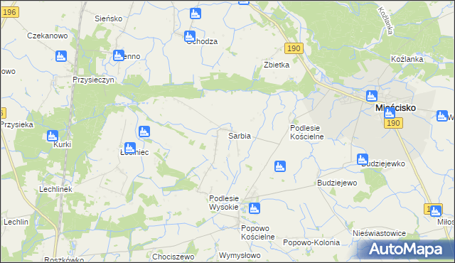 mapa Sarbia gmina Mieścisko, Sarbia gmina Mieścisko na mapie Targeo