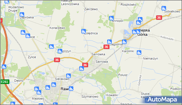 mapa Sarnówka gmina Rawicz, Sarnówka gmina Rawicz na mapie Targeo