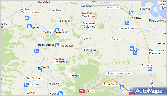 mapa Sąsiadka, Sąsiadka na mapie Targeo