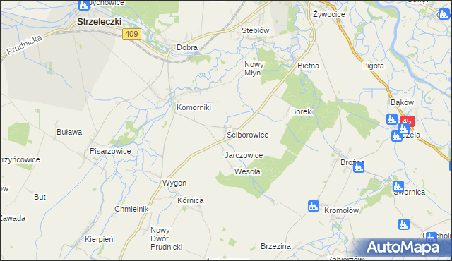 mapa Ściborowice, Ściborowice na mapie Targeo