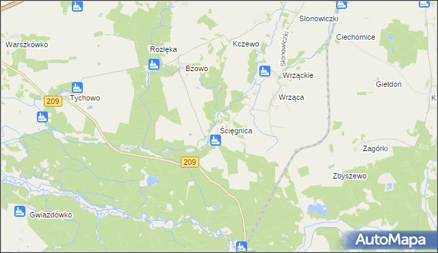 mapa Ścięgnica, Ścięgnica na mapie Targeo