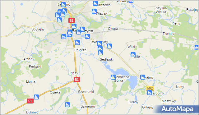 mapa Sędławki, Sędławki na mapie Targeo