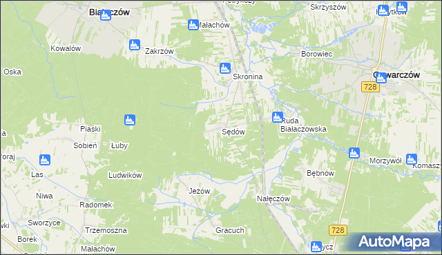 mapa Sędów gmina Białaczów, Sędów gmina Białaczów na mapie Targeo