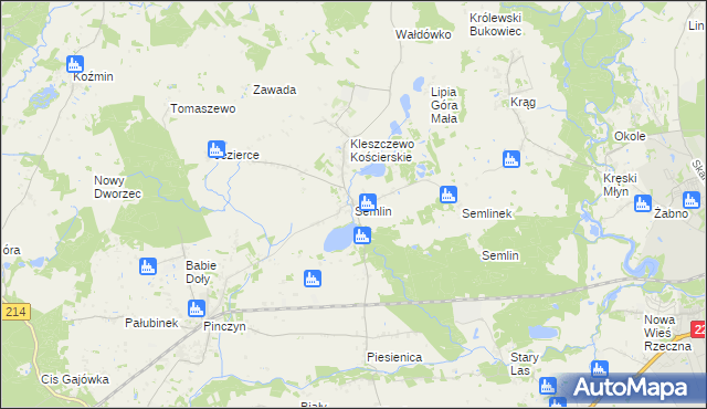 mapa Semlin gmina Zblewo, Semlin gmina Zblewo na mapie Targeo