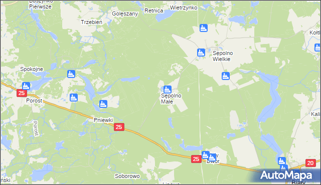 mapa Sępolno Małe, Sępolno Małe na mapie Targeo