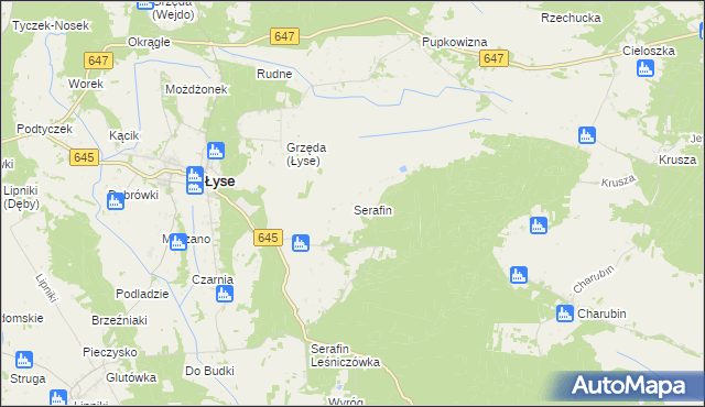 mapa Serafin gmina Łyse, Serafin gmina Łyse na mapie Targeo