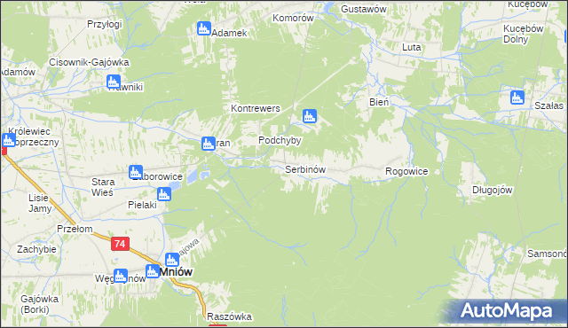 mapa Serbinów, Serbinów na mapie Targeo