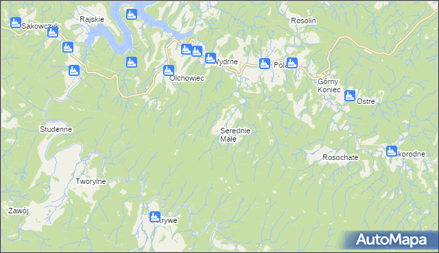 mapa Serednie Małe, Serednie Małe na mapie Targeo