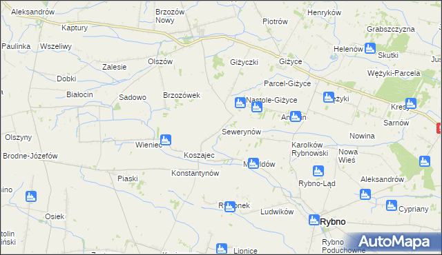 mapa Sewerynów gmina Iłów, Sewerynów gmina Iłów na mapie Targeo