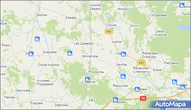 mapa Sewerynów gmina Widawa, Sewerynów gmina Widawa na mapie Targeo