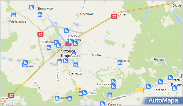 mapa Sidłów, Sidłów na mapie Targeo