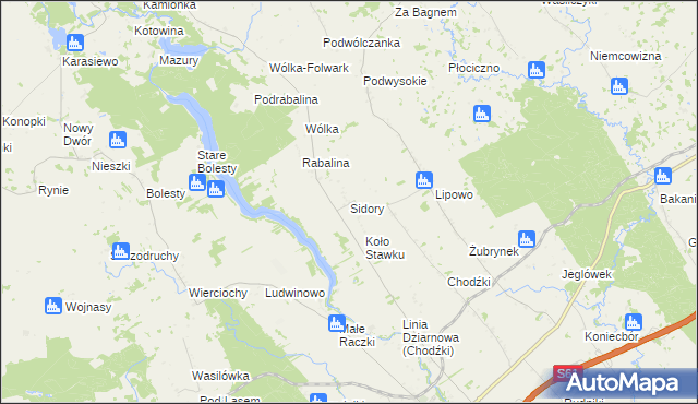 mapa Sidory gmina Raczki, Sidory gmina Raczki na mapie Targeo