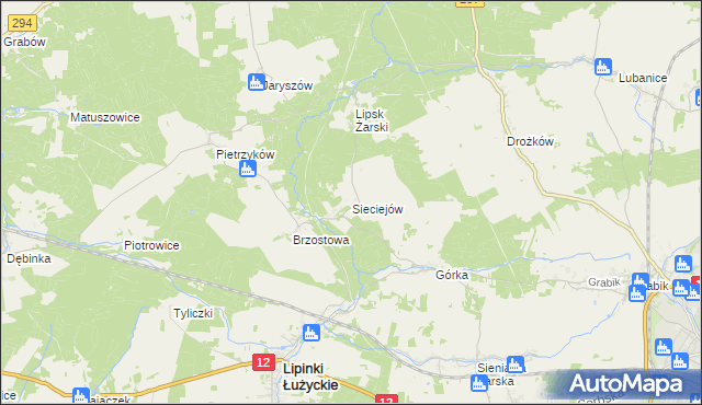 mapa Sieciejów, Sieciejów na mapie Targeo