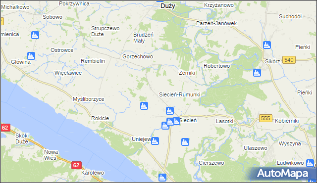 mapa Siecień-Rumunki, Siecień-Rumunki na mapie Targeo