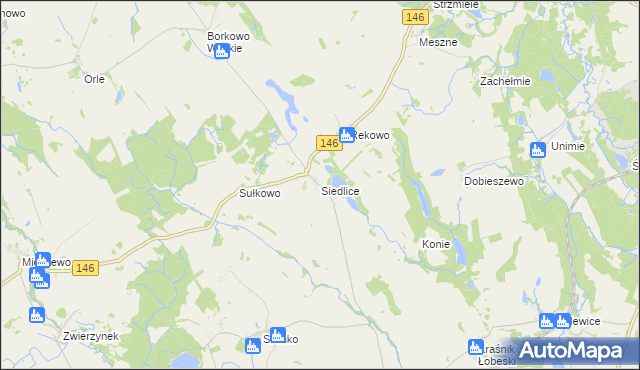 mapa Siedlice gmina Radowo Małe, Siedlice gmina Radowo Małe na mapie Targeo