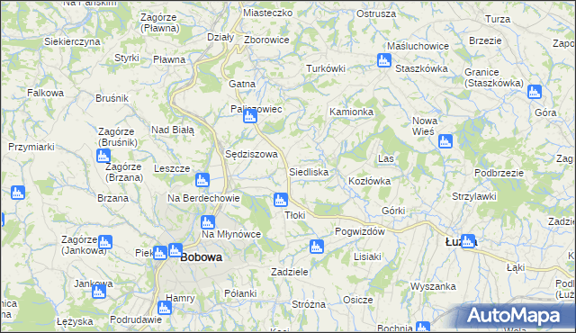 mapa Siedliska gmina Bobowa, Siedliska gmina Bobowa na mapie Targeo