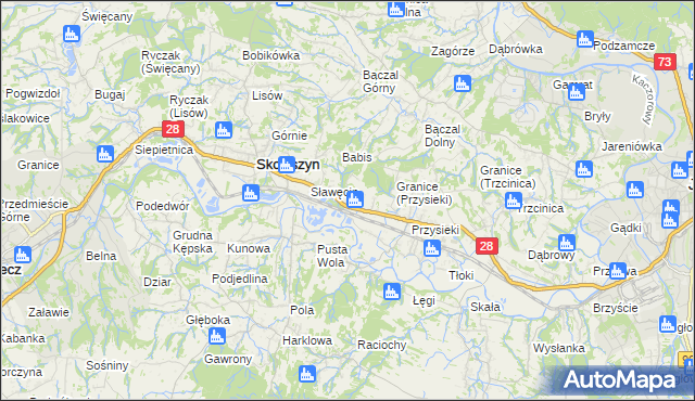 mapa Siedliska Sławęcińskie, Siedliska Sławęcińskie na mapie Targeo