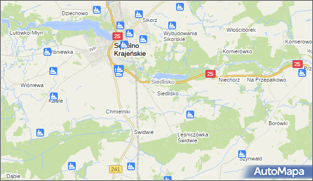 mapa Siedlisko gmina Sępólno Krajeńskie, Siedlisko gmina Sępólno Krajeńskie na mapie Targeo