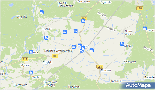 mapa Siedlisko gmina Trzcianka, Siedlisko gmina Trzcianka na mapie Targeo