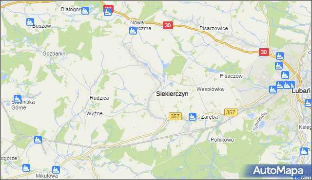 mapa Siekierczyn, Siekierczyn na mapie Targeo