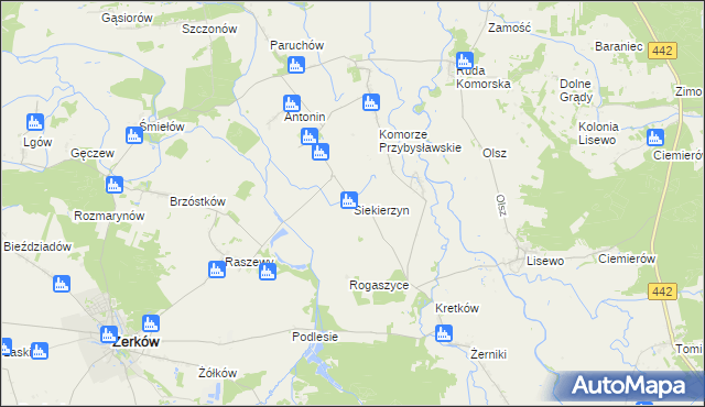 mapa Siekierzyn gmina Żerków, Siekierzyn gmina Żerków na mapie Targeo