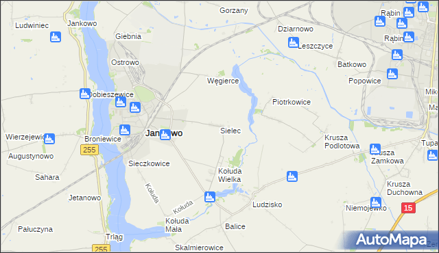 mapa Sielec gmina Janikowo, Sielec gmina Janikowo na mapie Targeo