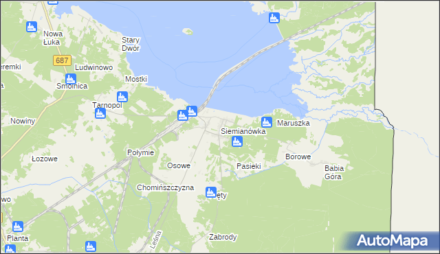 mapa Siemianówka, Siemianówka na mapie Targeo