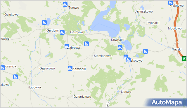 mapa Siemianowo gmina Kozłowo, Siemianowo gmina Kozłowo na mapie Targeo