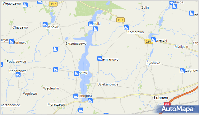 mapa Siemianowo gmina Łubowo, Siemianowo gmina Łubowo na mapie Targeo