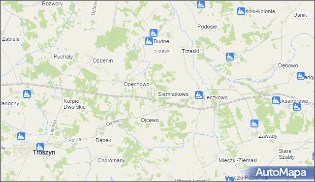 mapa Siemiątkowo gmina Troszyn, Siemiątkowo gmina Troszyn na mapie Targeo