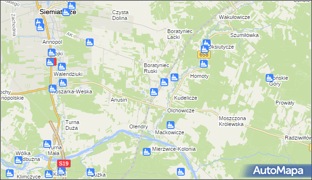 mapa Siemiatycze-Stacja, Siemiatycze-Stacja na mapie Targeo