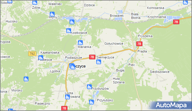 mapa Siemięrzyce, Siemięrzyce na mapie Targeo