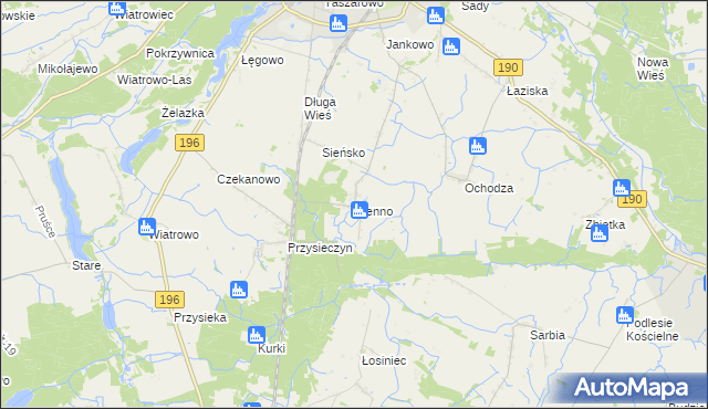 mapa Sienno gmina Wągrowiec, Sienno gmina Wągrowiec na mapie Targeo