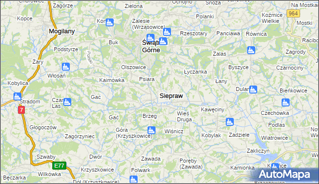 mapa Siepraw, Siepraw na mapie Targeo