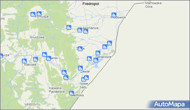 mapa Sierakośce, Sierakośce na mapie Targeo