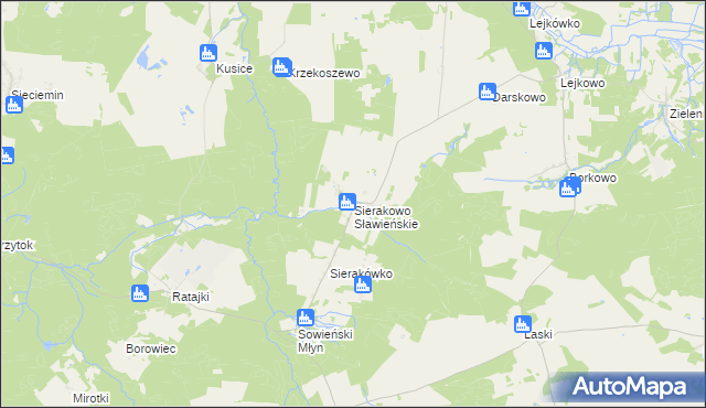 mapa Sierakowo Sławieńskie, Sierakowo Sławieńskie na mapie Targeo