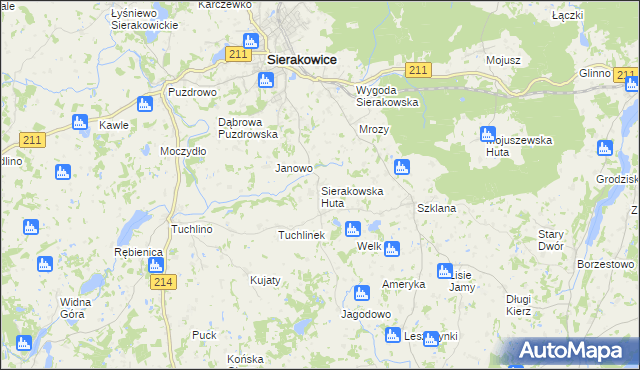 mapa Sierakowska Huta, Sierakowska Huta na mapie Targeo