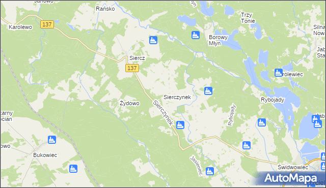 mapa Sierczynek, Sierczynek na mapie Targeo