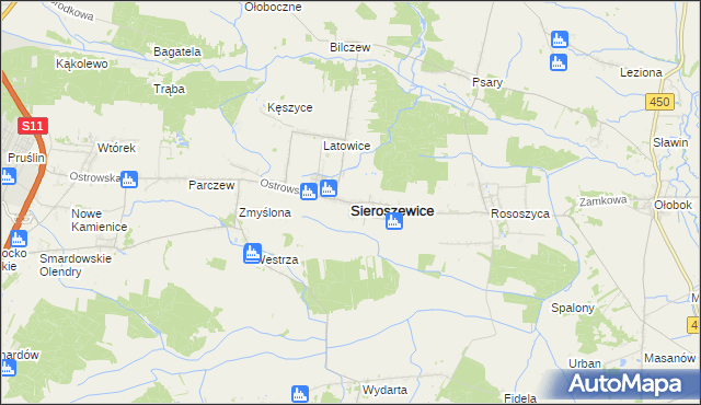 mapa Sieroszewice, Sieroszewice na mapie Targeo