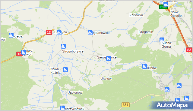 mapa Sieroszowice, Sieroszowice na mapie Targeo