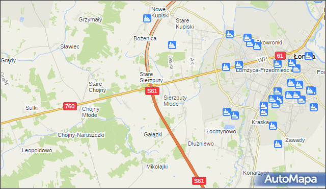 mapa Sierzputy Młode, Sierzputy Młode na mapie Targeo