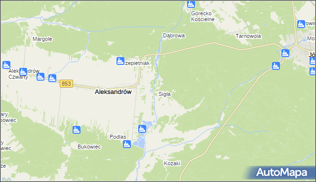 mapa Sigła gmina Aleksandrów, Sigła gmina Aleksandrów na mapie Targeo