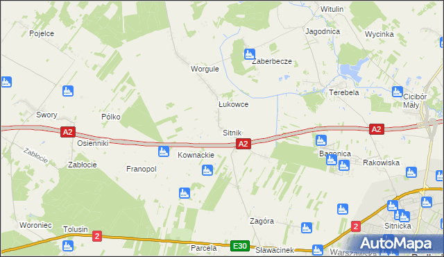 mapa Sitnik gmina Biała Podlaska, Sitnik gmina Biała Podlaska na mapie Targeo