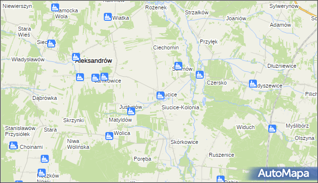 mapa Siucice, Siucice na mapie Targeo